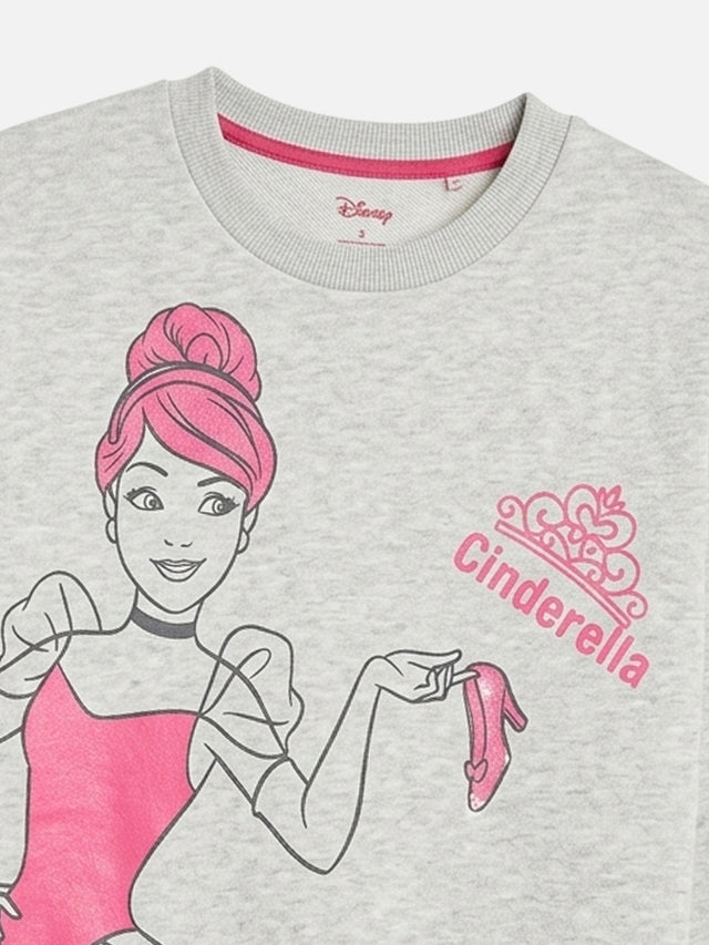Girls Princess Printed Round Neck Sweatshirt with Full Sleeves for Casual Outfits and Everyday Comfort