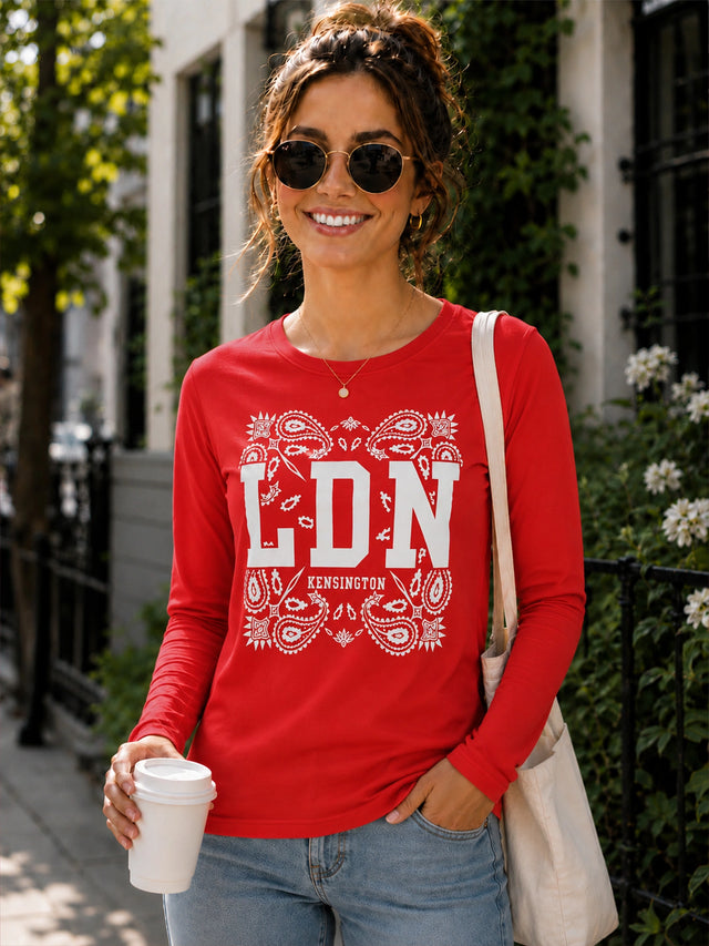 Women Cotton T-Shirt Round Neck Full Sleeves with Regular Fit Graphic Printed Styling for Everyday Casual Wear