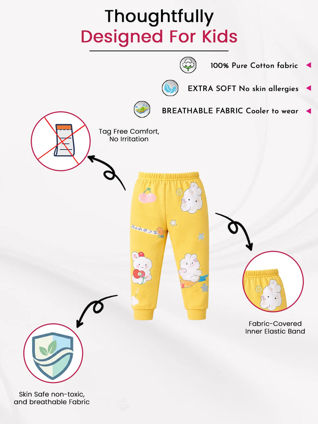 Unisex Cotton Pyjama with Inner Elastic for Sleepwear Comfort, Easy Movement and Printed Nightwear Daily Use