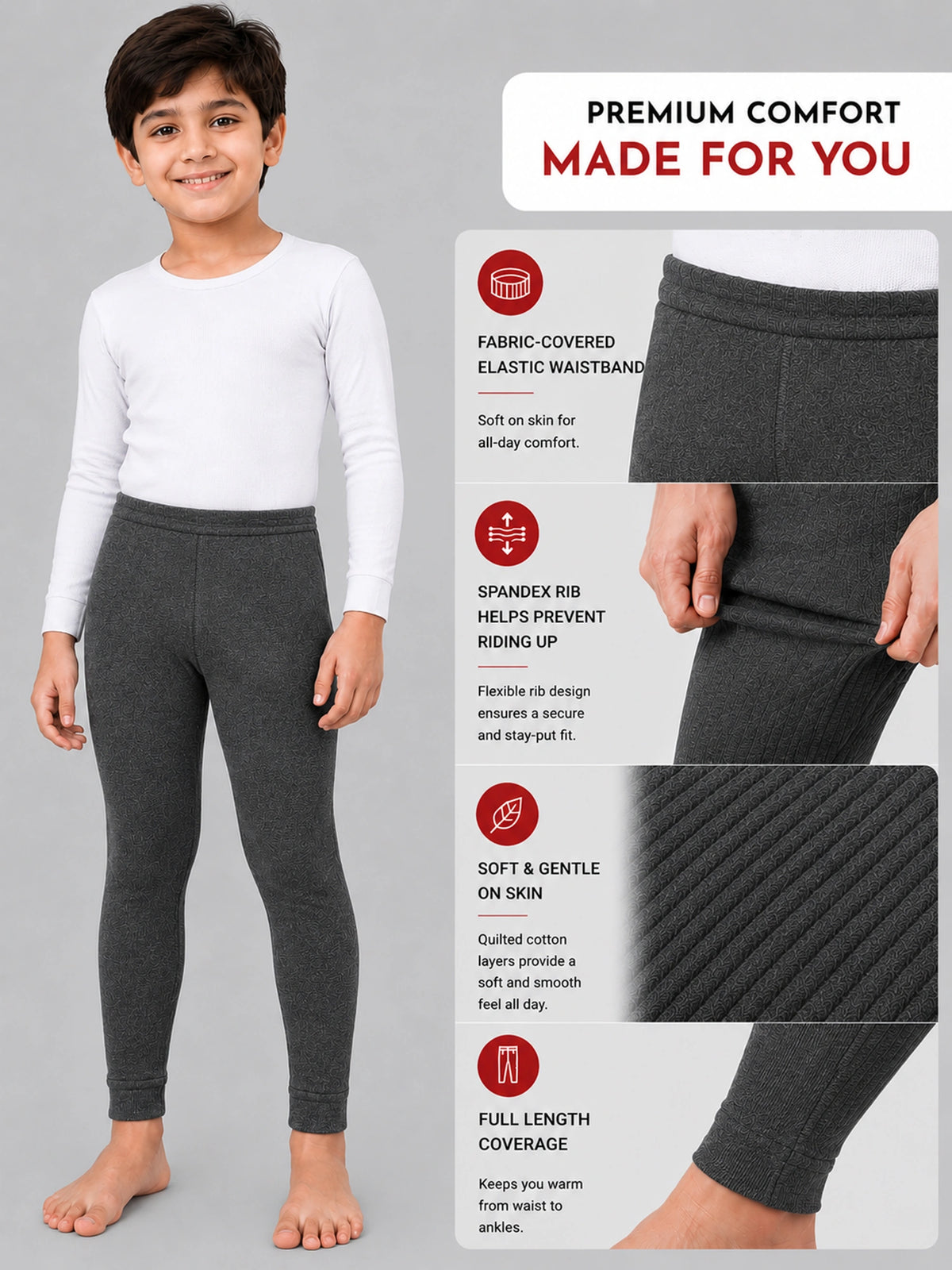 Unisex Slim Fit Thermal Lower for Warm Winter Innerwear, Comfortable Base Layer Use and Easy Movement - Pack of 2