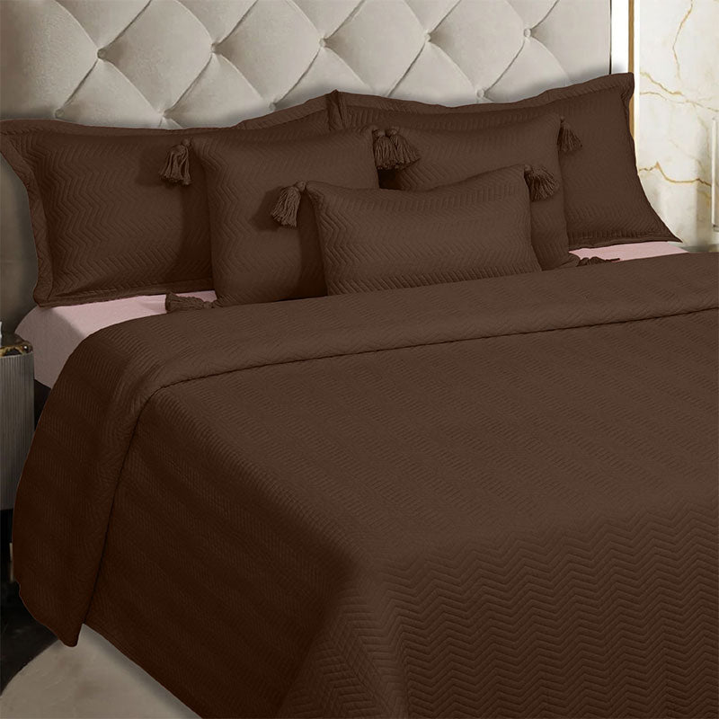 BodyComfy 100% Cotton Hosiery King-Size Fitted Bedcover – Chevron Print