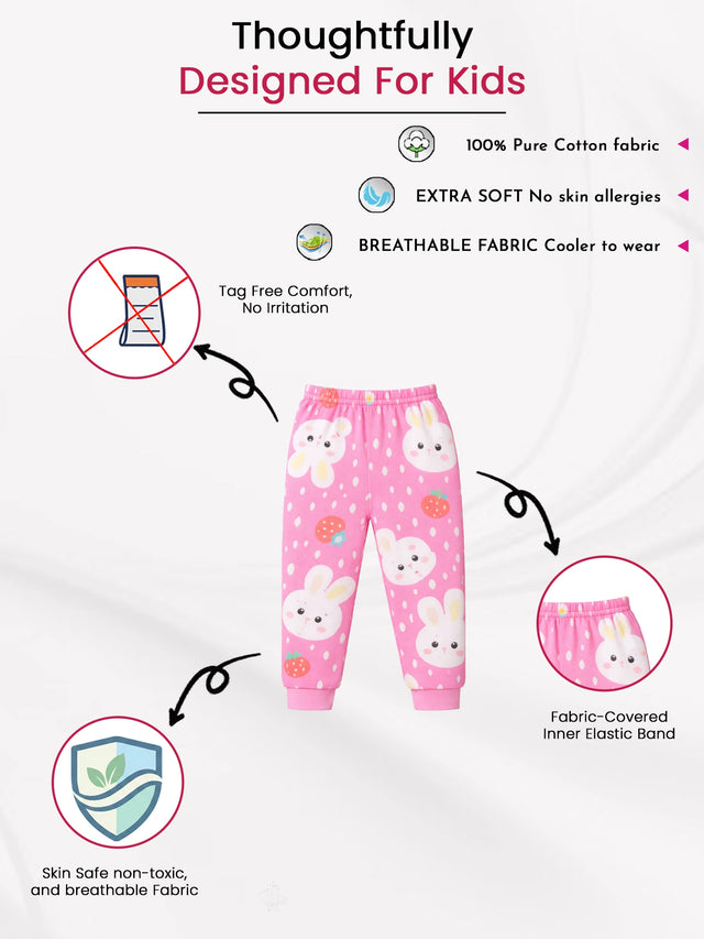 Baby Girls Inner Elastic Pyjama for Comfortable Sleepwear, Lounge Wear and Everyday Nightwear Use at Home