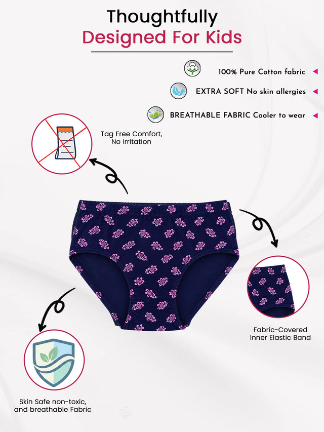 Girls Innerwear Panty with Inner Elastic for Everyday Comfort, Easy Fit and Wardrobe Essentials - Pack of 3