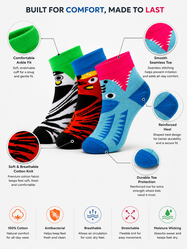 Unisex Antibacterial Super Soft Socks for Regular Wear, Everyday Comfort and Practical Multipack Use - Pack of 3