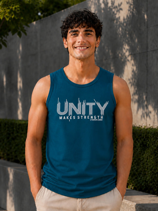 Men Cotton Printed Sleeveless T-Shirt with Round Neck, Tank Top Styling and Regular Fit for Casual Wear Comfort