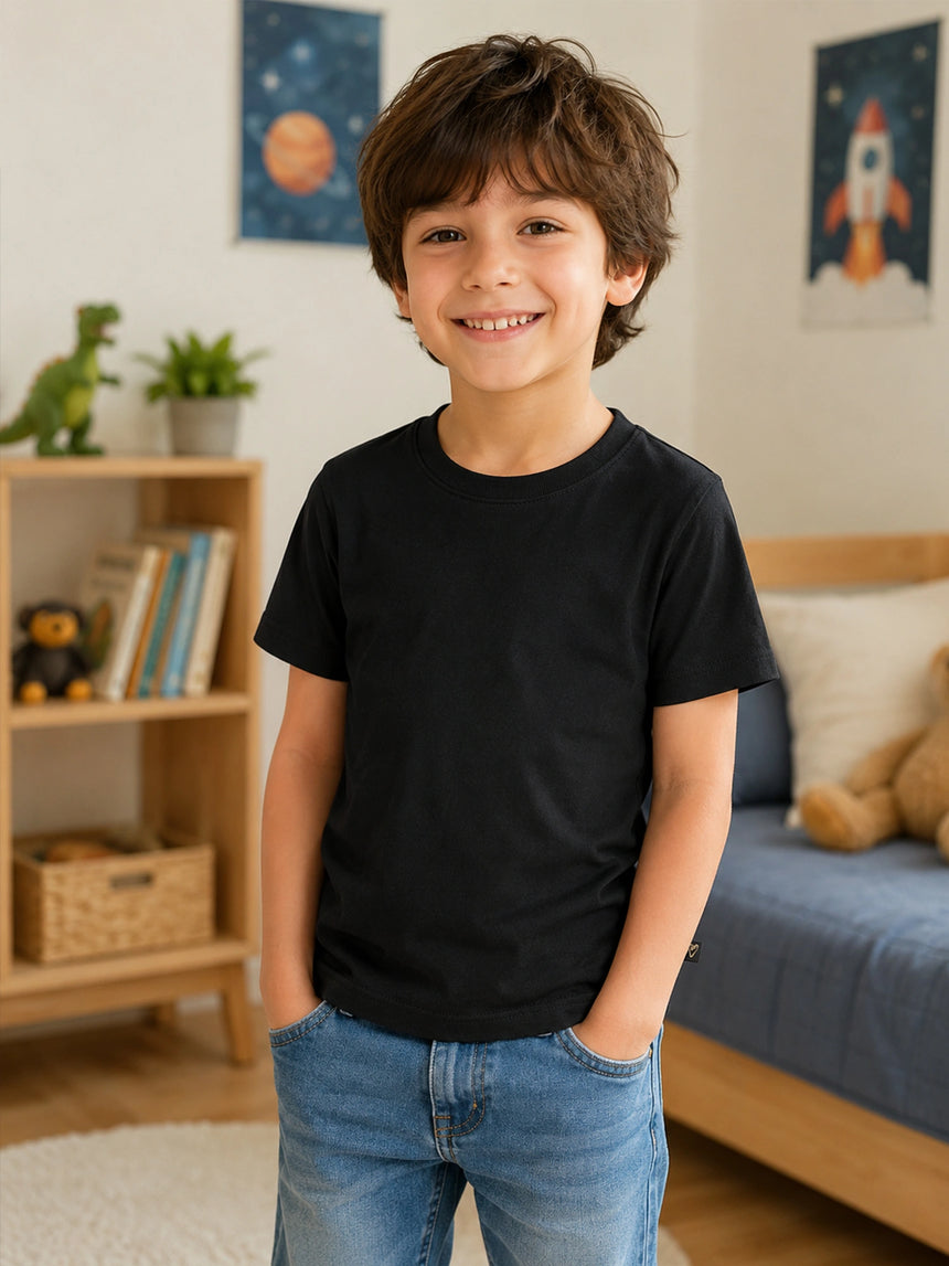 Boys Cotton T-Shirt Round Neck Half Sleeves Pack of 1