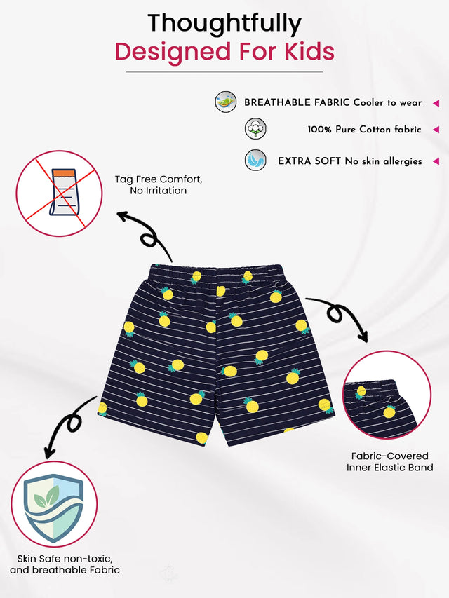 Girls 100% Cotton Shorts Inner Elastic Pack of 3 - Bodycare