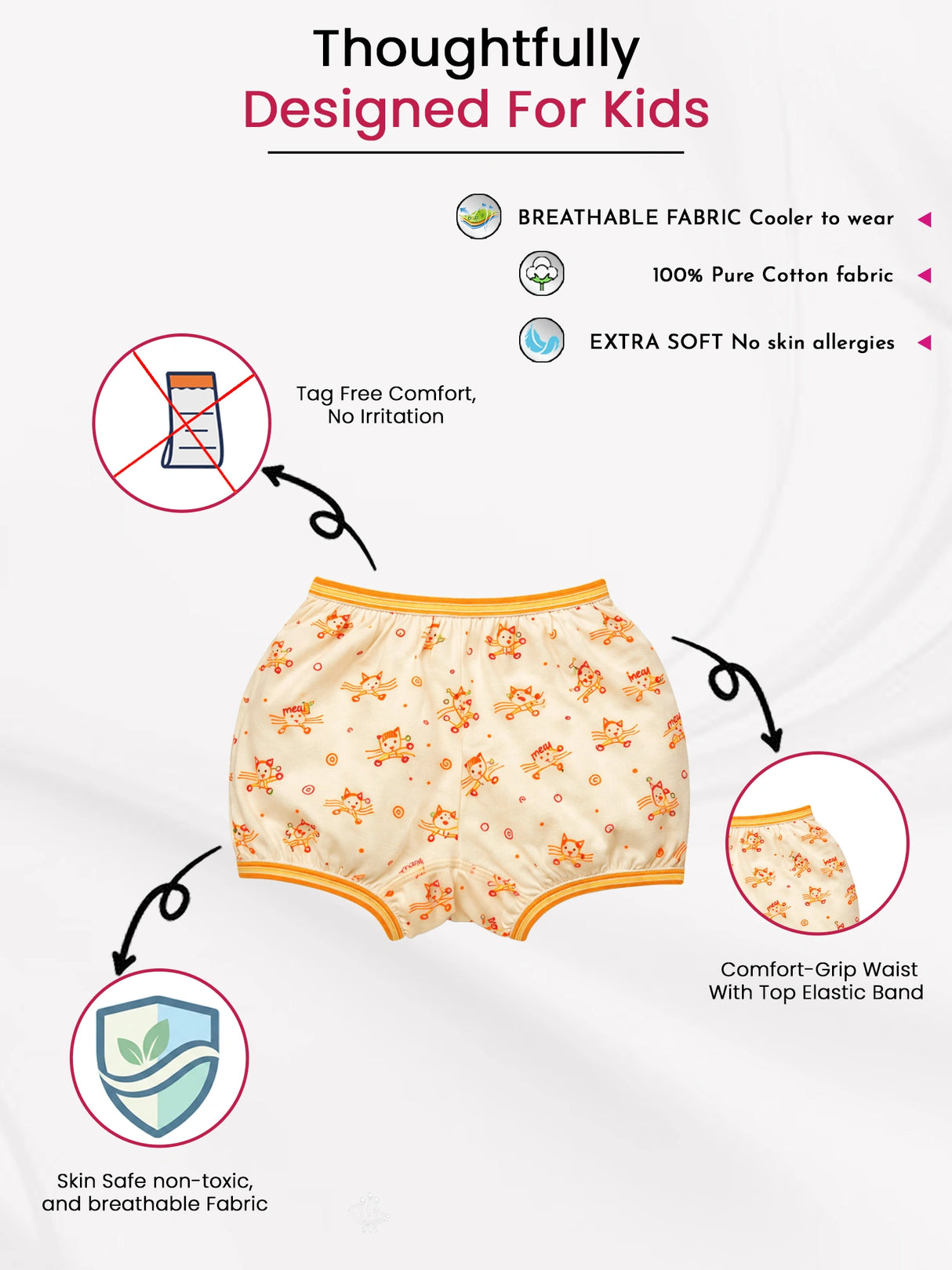 Unisex 100% Cotton Bloomer Top Elastic Pack of 3 - Bodycare