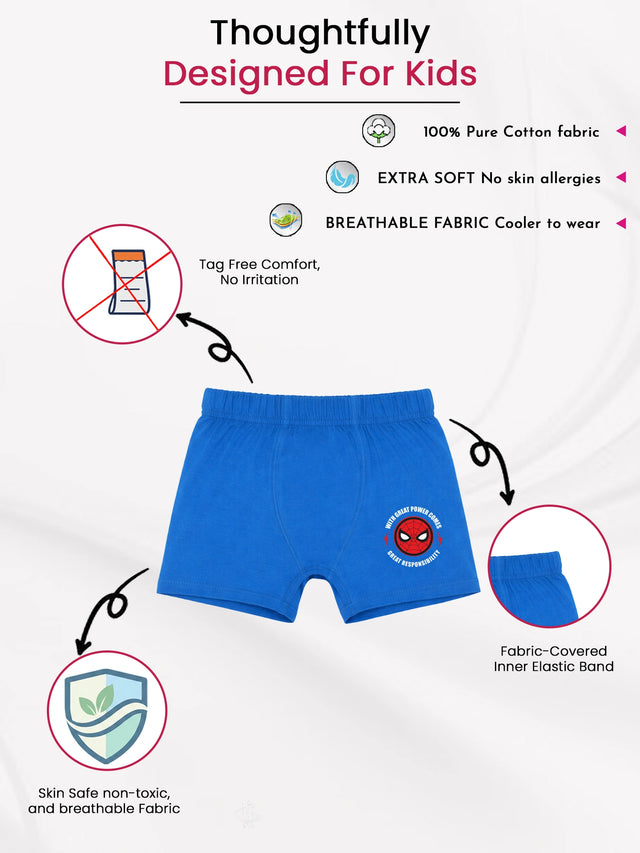 Boys Spiderman 100% Cotton Trunk Inner Elastic Pack of 3 - Bodycare