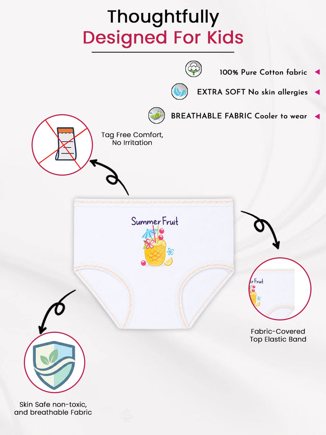 Girls Innerwear Panty with Top Elastic for Everyday Comfort, Easy Fit and Wardrobe Essentials - Pack of 3