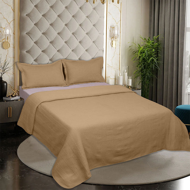 King Size Cotton Jersey Bedcover Camel Beige - Bodycare