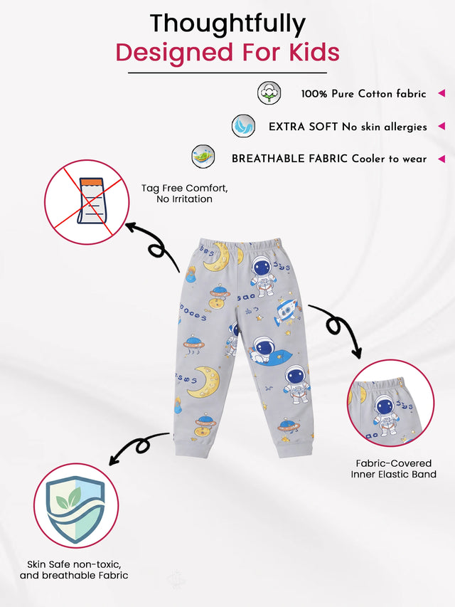 Baby Boys Self Design Pyjama with Inner Elastic for Regular Wear, Easy Movement and Everyday Comfort
