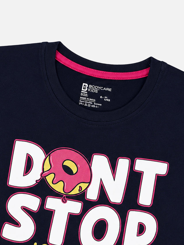 Baby Girls Round Neck Half Sleeve T-Shirt for Casual Wear, Easy Movement, Everyday Comfort and Regular Wardrobe Use