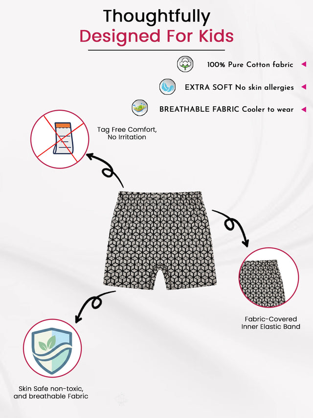 Boys 100% Cotton Trunk Inner Elastic Pack of 3