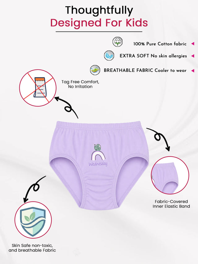 Girls 100% Cotton Panty with Inner Elastic for Everyday Innerwear Comfort and Regular Use - Pack of 3