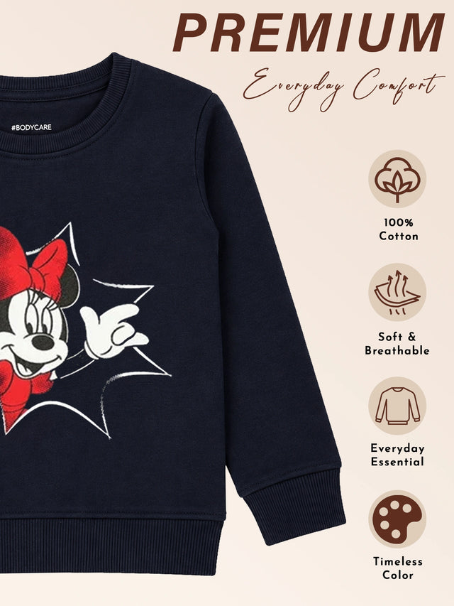 Baby Girls Minnie & Friends Printed Round Neck Full Sleeve Sweatshirt for Casual Styling and Everyday Comfort