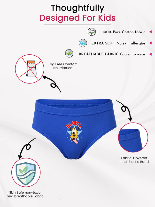 Boys 100% Cotton Brief with Inner Elastic for Soft Everyday Innerwear Comfort and Regular Use - Pack of 3