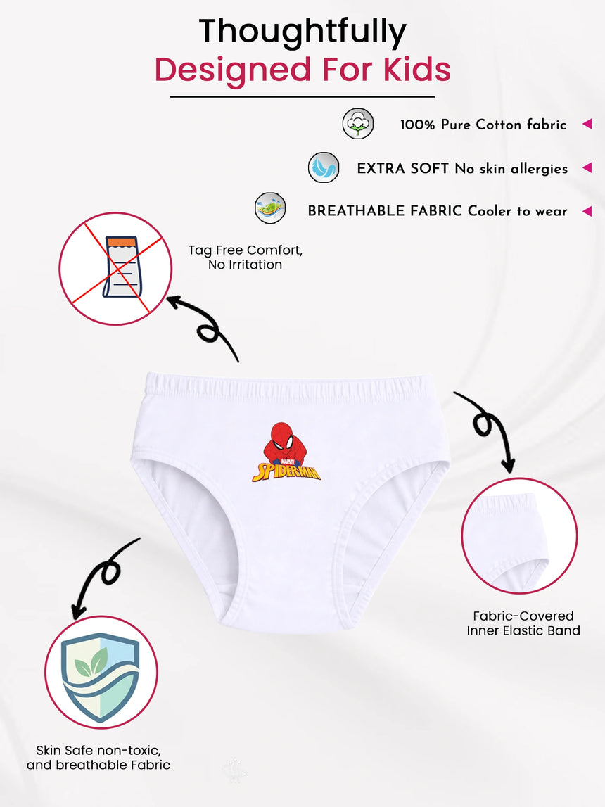 Baby Boys Spiderman 100% Cotton Brief Inner Elastic Pack of 5