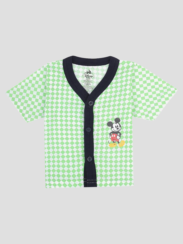 Baby Boys Mickey & Friends Innerwear Vest Front Open Half Sleeves for Easy Dressing and Everyday Comfort - Pack of 3