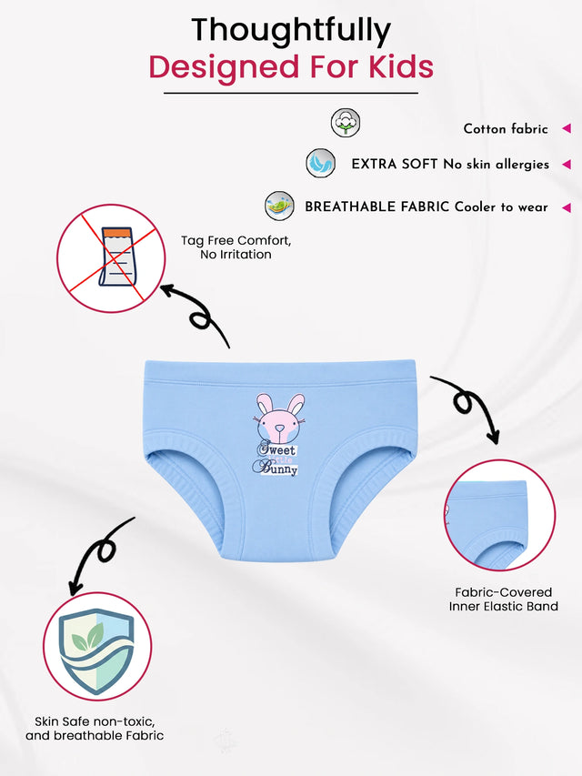 Baby Girls Solid Panty with Inner Elastic Waistband for Comfortable Everyday Innerwear Essentials - Pack of 6