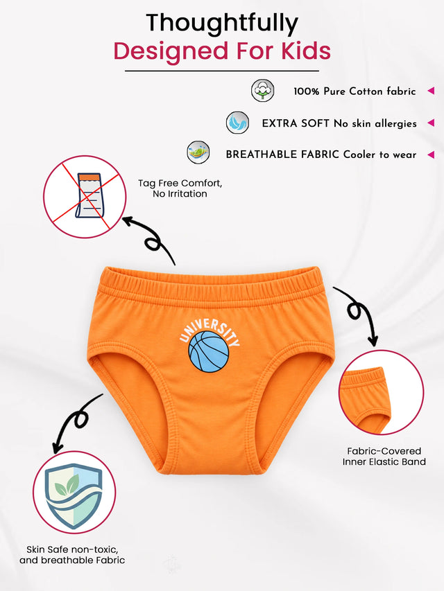 Boys Cotton Inner Elastic Brief for Everyday Innerwear Comfort, Regular Use and Wardrobe Essentials - Pack of 3