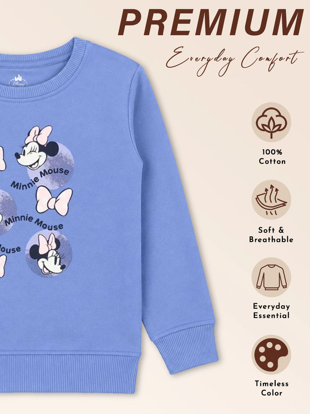 Baby Girls Minnie & Friends Printed Round Neck Full Sleeve Sweatshirt for Casual Winter Wear and Everyday Comfort