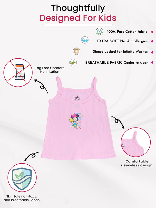 Baby Girls Minnie & Friends Innerwear Vest Sleeveless for Everyday Comfort, Easy Layering and Wardrobe Essentials - Pack of 4