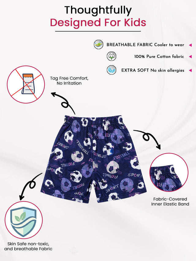 Boys 100% Cotton Shorts for Casual Wear, Easy Movement and Comfortable Wardrobe Essentials - Pack of 4