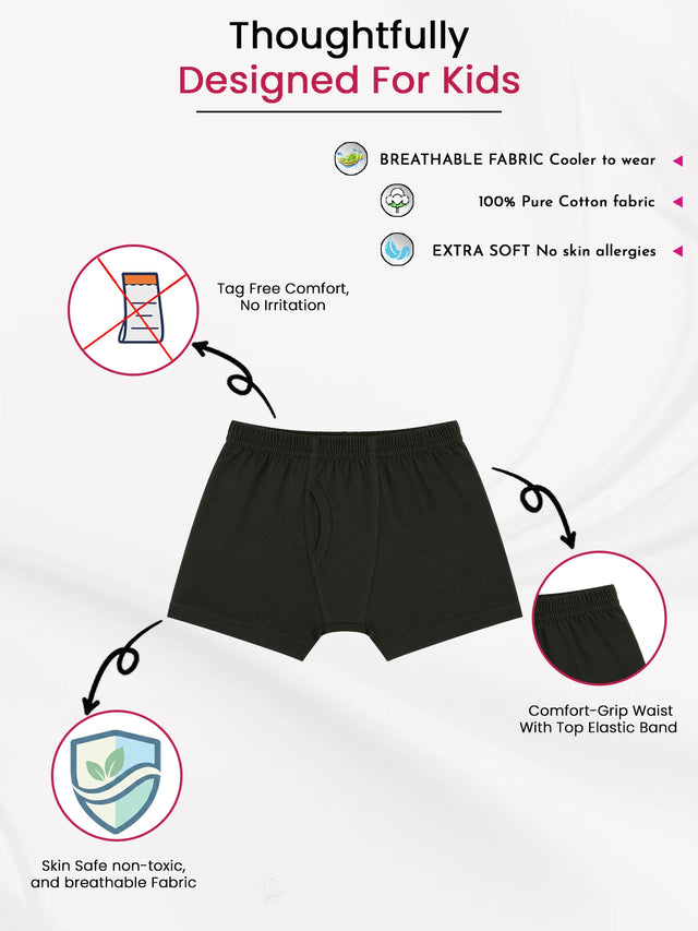 Boys Benten Cotton Trunk Underwear with Inner Elastic and Character Print Styling for Daily Comfort - Pack of 4