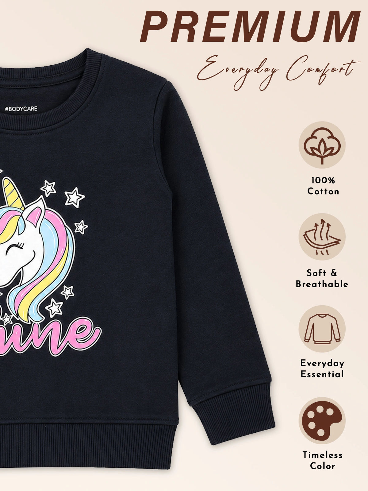 Baby Girls Round Neck Full Sleeve Sweatshirt for Easy Casual Wear, Everyday Comfort and Winter Styling