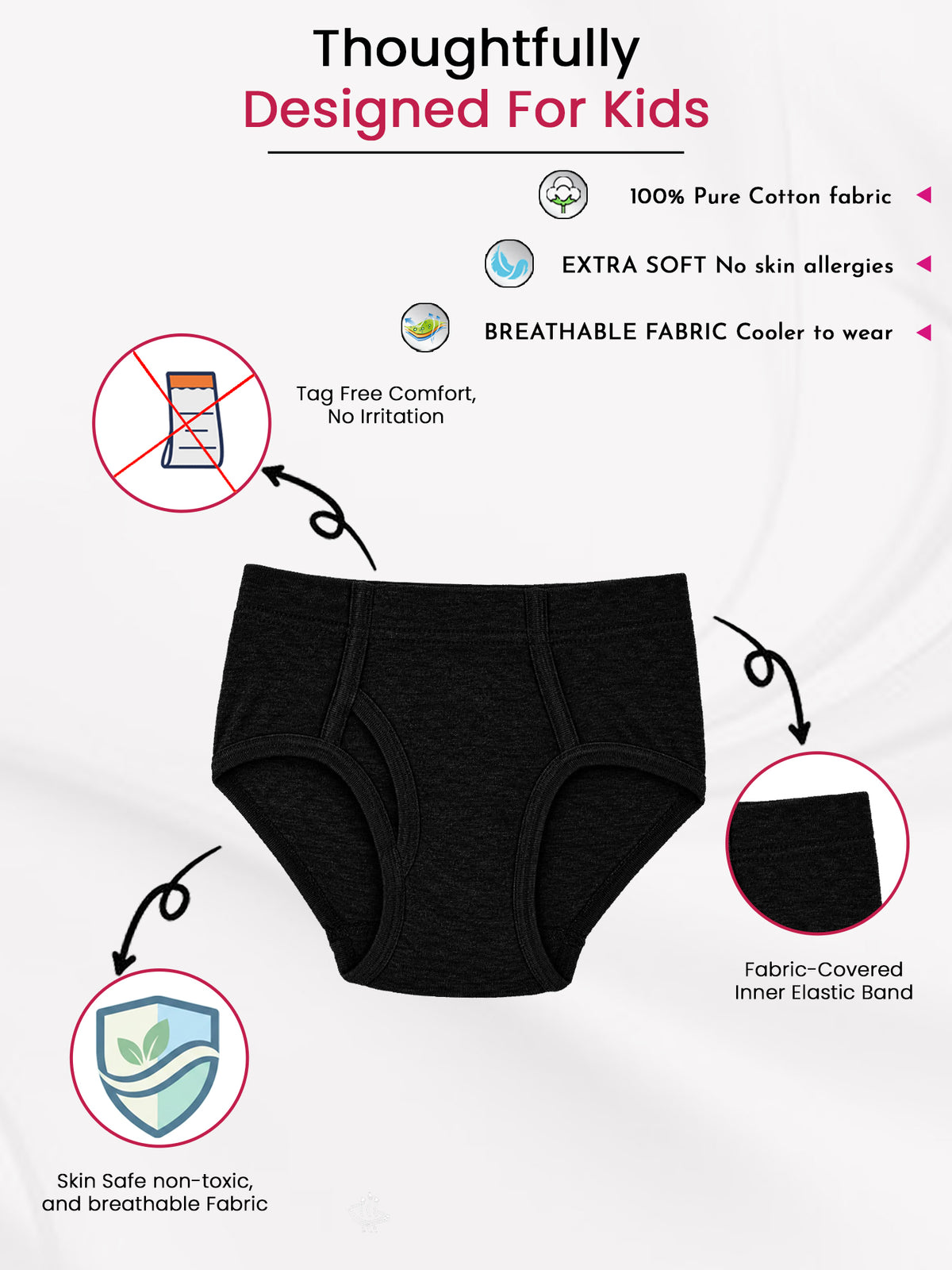 Boys Innerwear Briefs with Inner Elastic for Everyday Comfort, Easy Fit and Wardrobe Essentials - Pack of 6