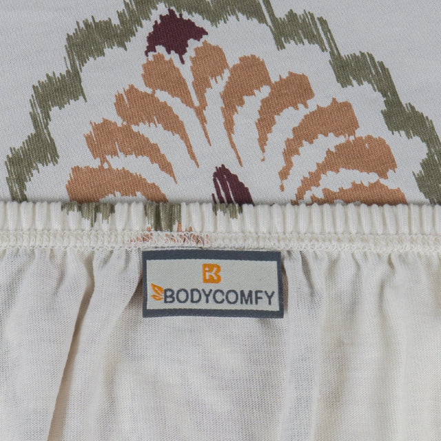King Size Cotton Bedsheet Floral Handblock Ivory - Bodycare