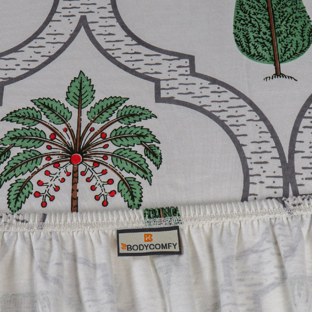 King Size Hosiery Fitted Bedsheet Botanical Print - Bodycare