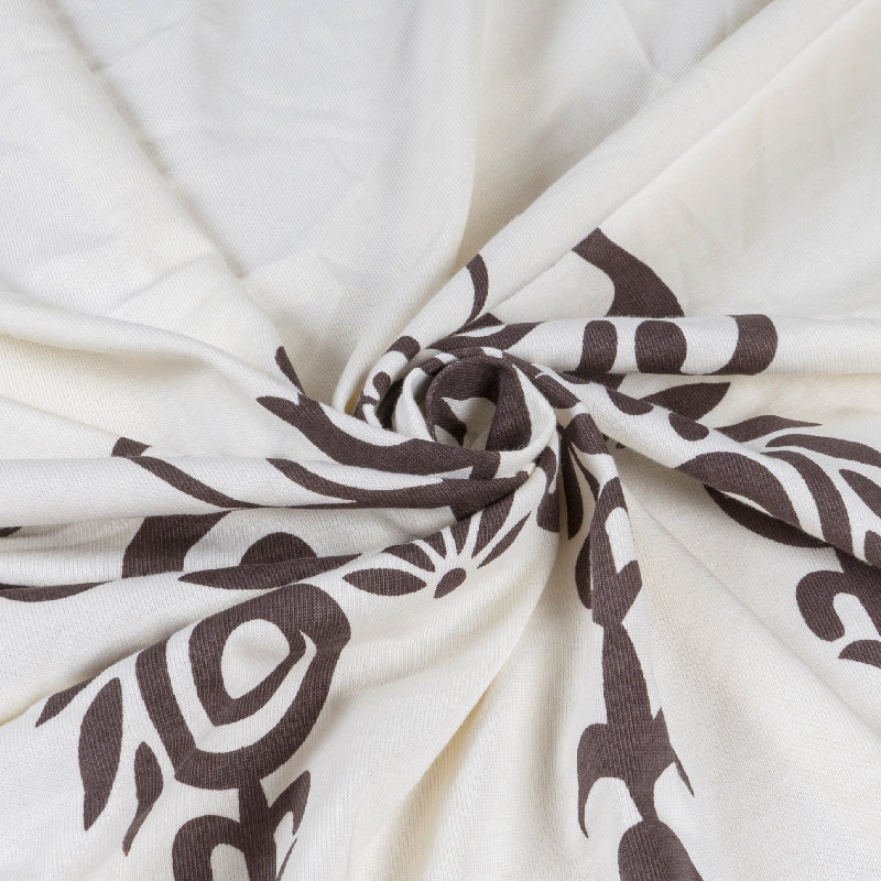 Bodycomfy 100% Cotton Hosiery King Size Fitted Bedsheet – Motif Panel Print