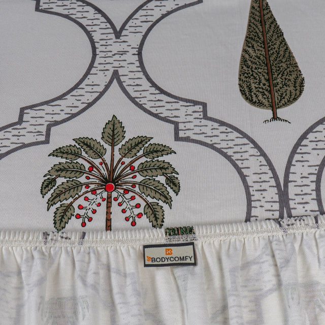 King Size Hosiery Fitted Bedsheet Botanical Print - Bodycare