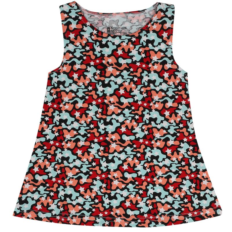 Bodycare Girls Cotton Frock Round Neck Sleeveless Self Design
