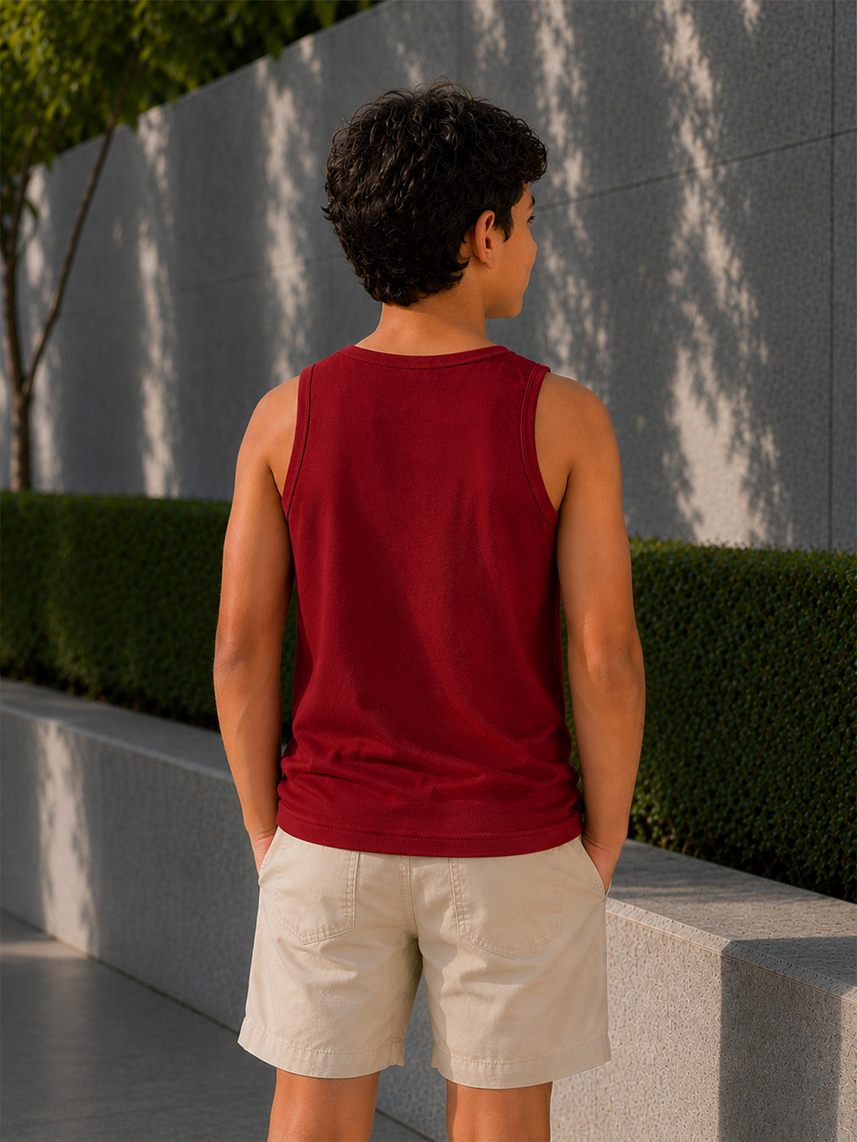 Boys Cotton Printed Sleeveless T-Shirt with Round Neck and Regular Fit for Casual Wear and Easy Movement