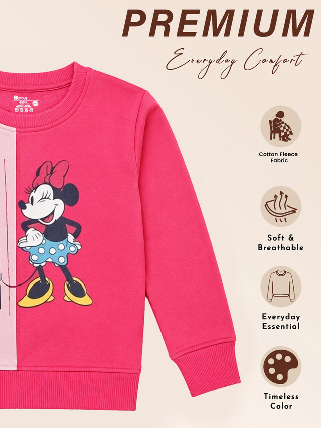 Girls French Terry Round Neck Sweatshirt with Cotton Blend Fabric and Full Sleeves for Casual Cool-Weather Wear