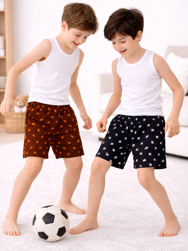 Boys Shorts for Everyday Comfort, Casual Wear, Easy Movement and Kids Wardrobe Essentials - Pack of 2