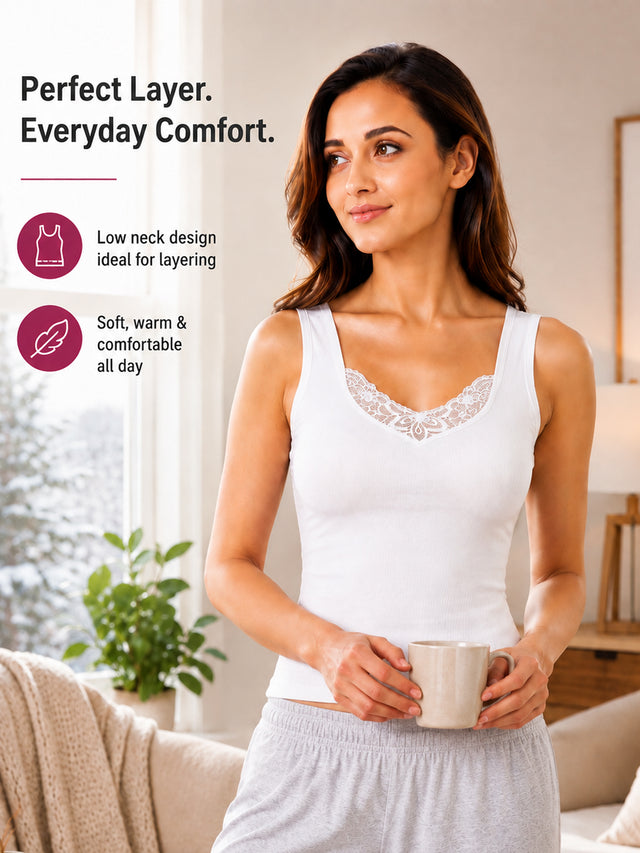 Women Antibacterial Sleeveless Thermal Top with Round Neck Design for Winter Layering and Cold-Weather Comfort - Pack of 1