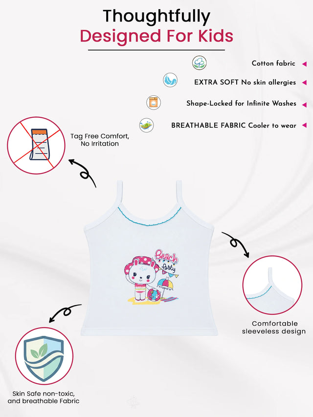 Baby Girls Cotton Rib Vest Camisole and Sleeveless Design for Comfortable Innerwear Essentials - Pack of 6