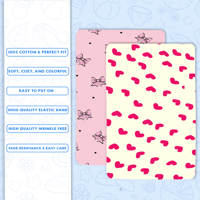 All Over Print Fitted Cot Sheet Pack of 2 - Bodycare