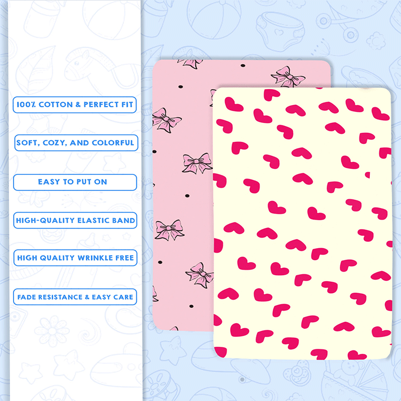 All Over Print Fitted Cot Sheet Pack of 2 - Bodycare