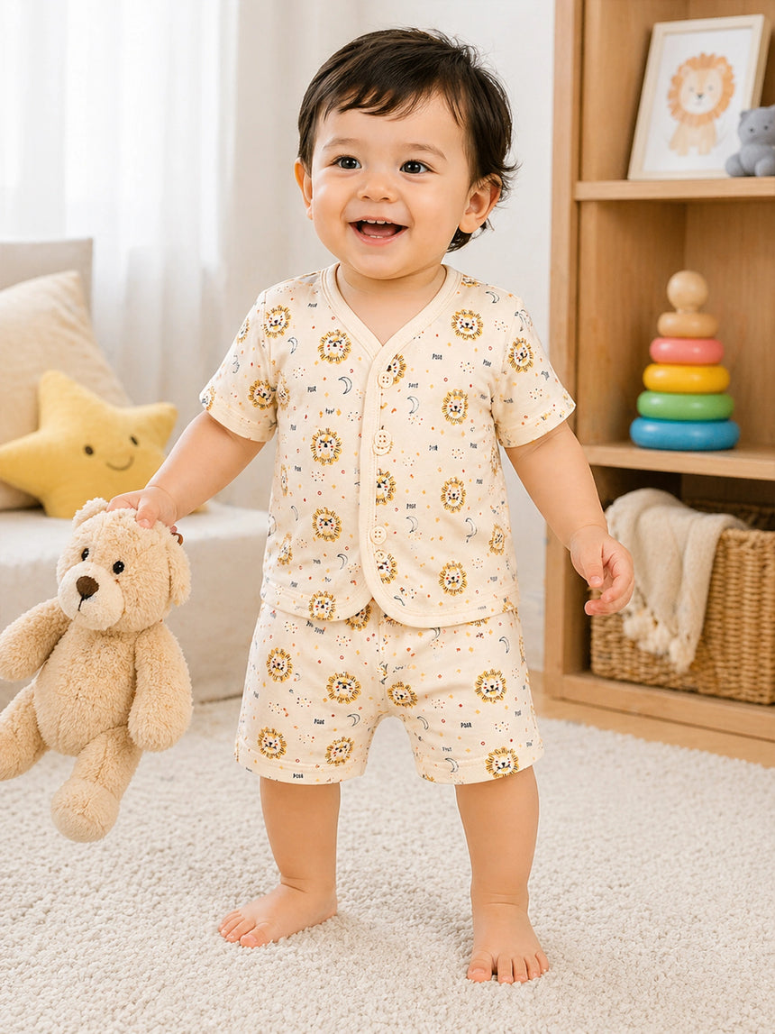 Baby Front Open Half Sleeves Short Suit Single Jersey Style 7901