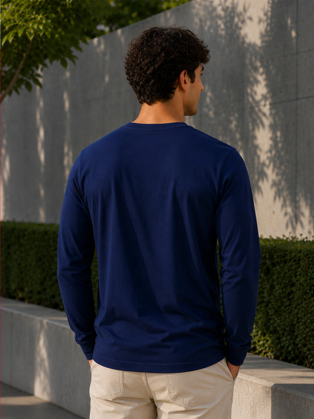 Men T-Shirt Round Neck Full Sleeves with Regular Styling for Everyday Casual Wear and Easy Layering Comfort
