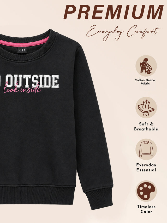 Girls Round Neck Full Sleeves Sweatshirt with Clean Casual Styling for Everyday Comfort and Cool-Weather Wear
