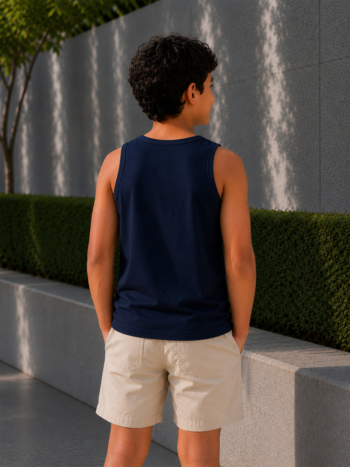 Boys Cotton Printed Sleeveless T-Shirt with Round Neck and Regular Fit for Casual Wear and Easy Movement