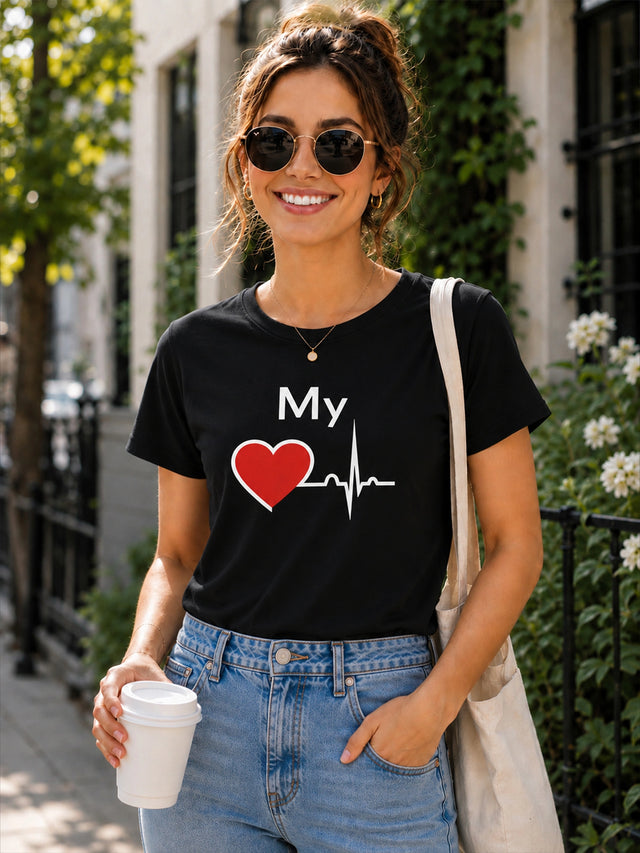 Women Cotton Printed Round Neck Half Sleeve T-Shirt with Regular Fit for Casual Wear and Everyday Wardrobe Use - Pack of 1