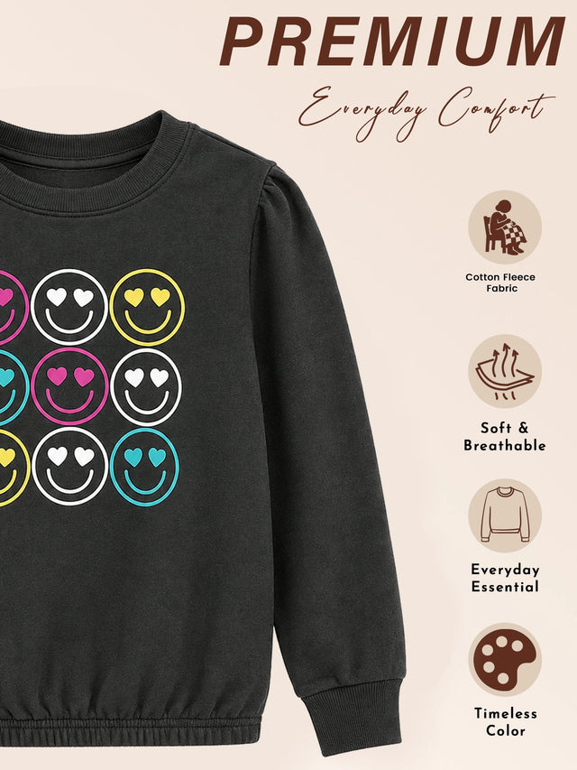 Girls Round Neck Full Sleeve Sweatshirt for Cozy Casual Wear, Lounge Comfort and Regular Wardrobe Essentials