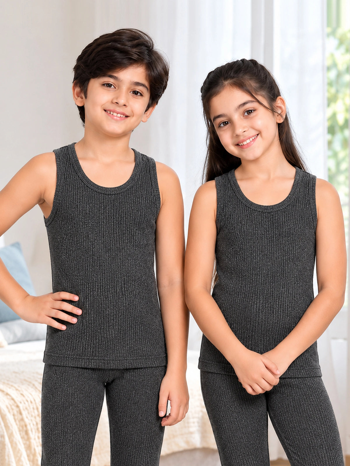 Unisex Sleeveless Thermal Top with Round Neck Design for Winter Base Layering and Cold-Weather Innerwear Comfort